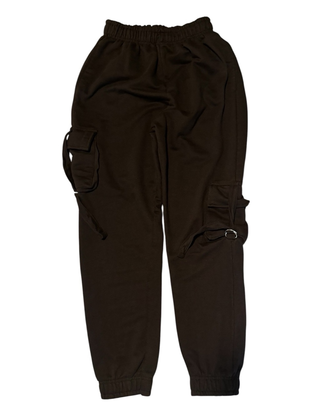 PrettyLittleThing Black Cargo Joggers with Strap & Ring Detail